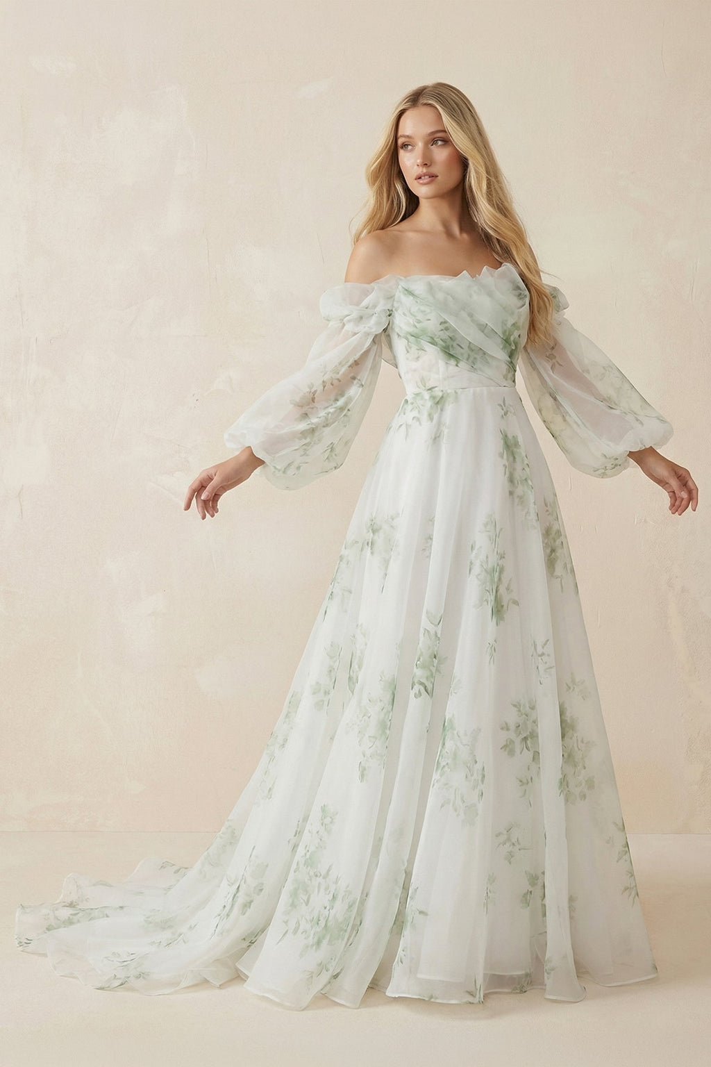 A-Line Floral Appliqued Majesty Bridal Wedding Dress with Ruffles
